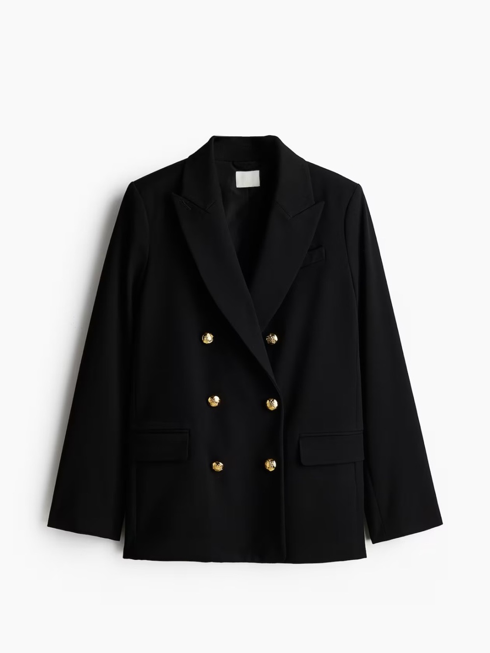 H&M Black Double-Breasted Blazer with Gold Buttons